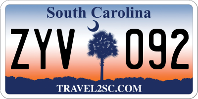 SC license plate ZYV092