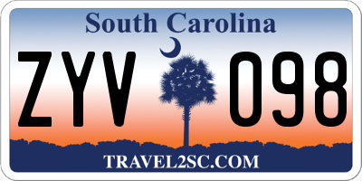 SC license plate ZYV098