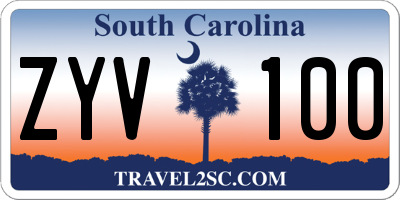SC license plate ZYV100