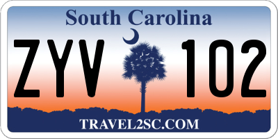 SC license plate ZYV102