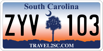 SC license plate ZYV103