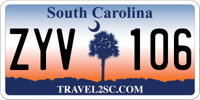 SC license plate ZYV106