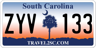 SC license plate ZYV133