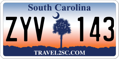 SC license plate ZYV143