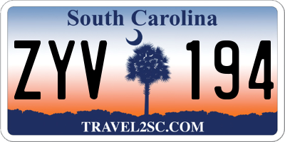 SC license plate ZYV194