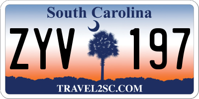 SC license plate ZYV197