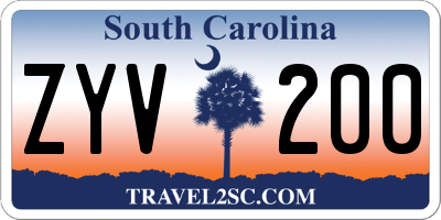 SC license plate ZYV200