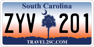 SC license plate ZYV201