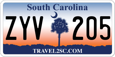 SC license plate ZYV205