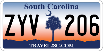 SC license plate ZYV206