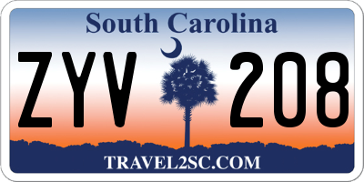 SC license plate ZYV208