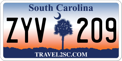 SC license plate ZYV209