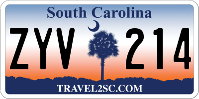 SC license plate ZYV214