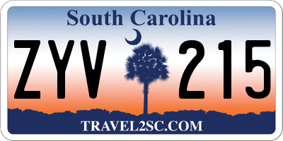 SC license plate ZYV215