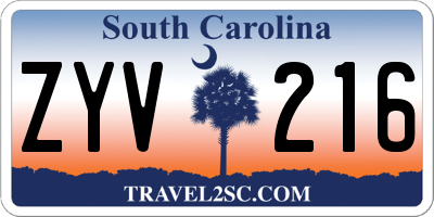 SC license plate ZYV216