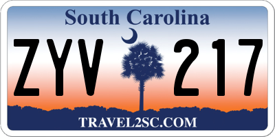SC license plate ZYV217