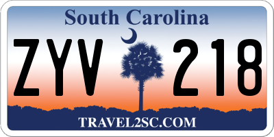 SC license plate ZYV218