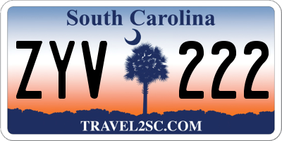 SC license plate ZYV222