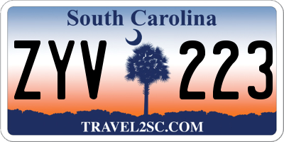 SC license plate ZYV223