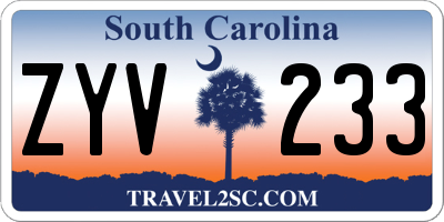 SC license plate ZYV233