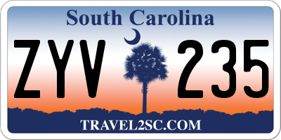 SC license plate ZYV235