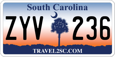 SC license plate ZYV236