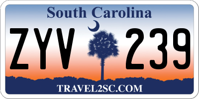 SC license plate ZYV239