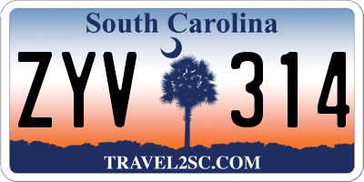 SC license plate ZYV314