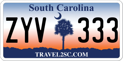 SC license plate ZYV333