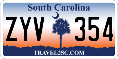 SC license plate ZYV354