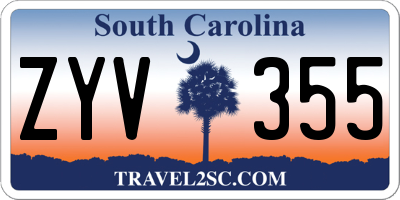 SC license plate ZYV355