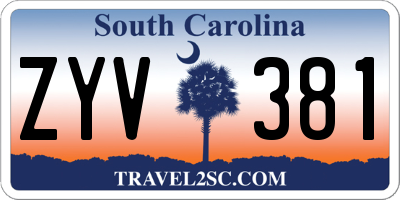 SC license plate ZYV381