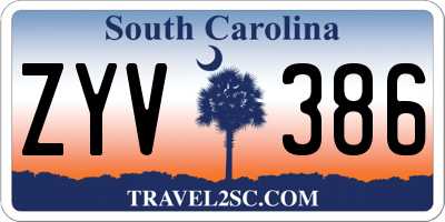 SC license plate ZYV386