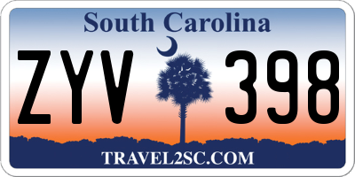 SC license plate ZYV398