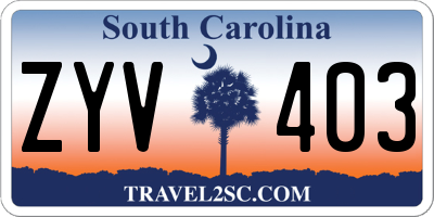 SC license plate ZYV403