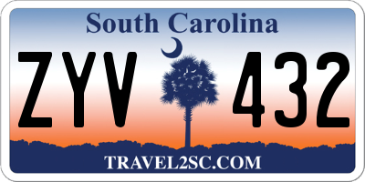 SC license plate ZYV432