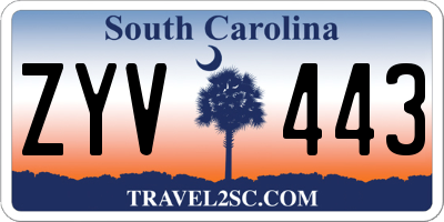 SC license plate ZYV443