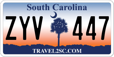 SC license plate ZYV447