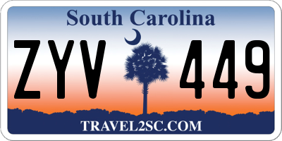 SC license plate ZYV449