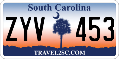 SC license plate ZYV453