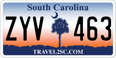 SC license plate ZYV463
