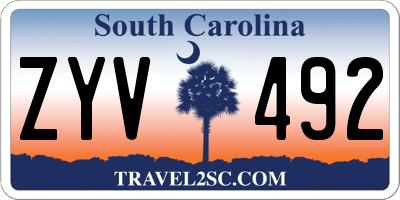 SC license plate ZYV492
