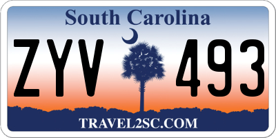 SC license plate ZYV493