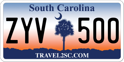 SC license plate ZYV500