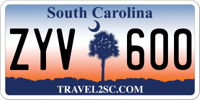 SC license plate ZYV600