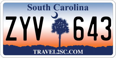 SC license plate ZYV643