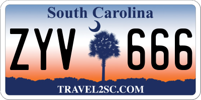 SC license plate ZYV666