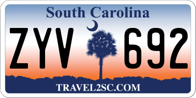 SC license plate ZYV692