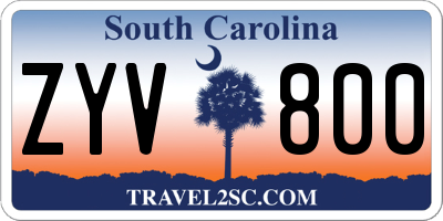 SC license plate ZYV800