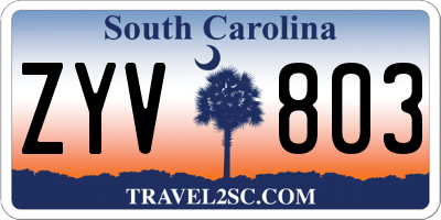 SC license plate ZYV803